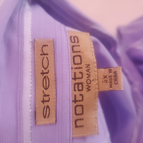 **3/20 notations purple stripe button up top plus size 2x - Picture 5 of 6